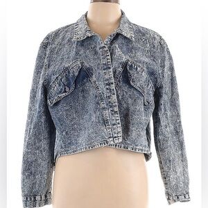 Vintage American Legends 70s 80s Stone Wash Denim Button Down Cropped sz Large